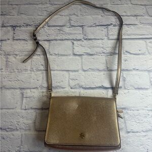 Tory Burch Emerson Combo Crossbody Bag in Metallic Rose Gold.